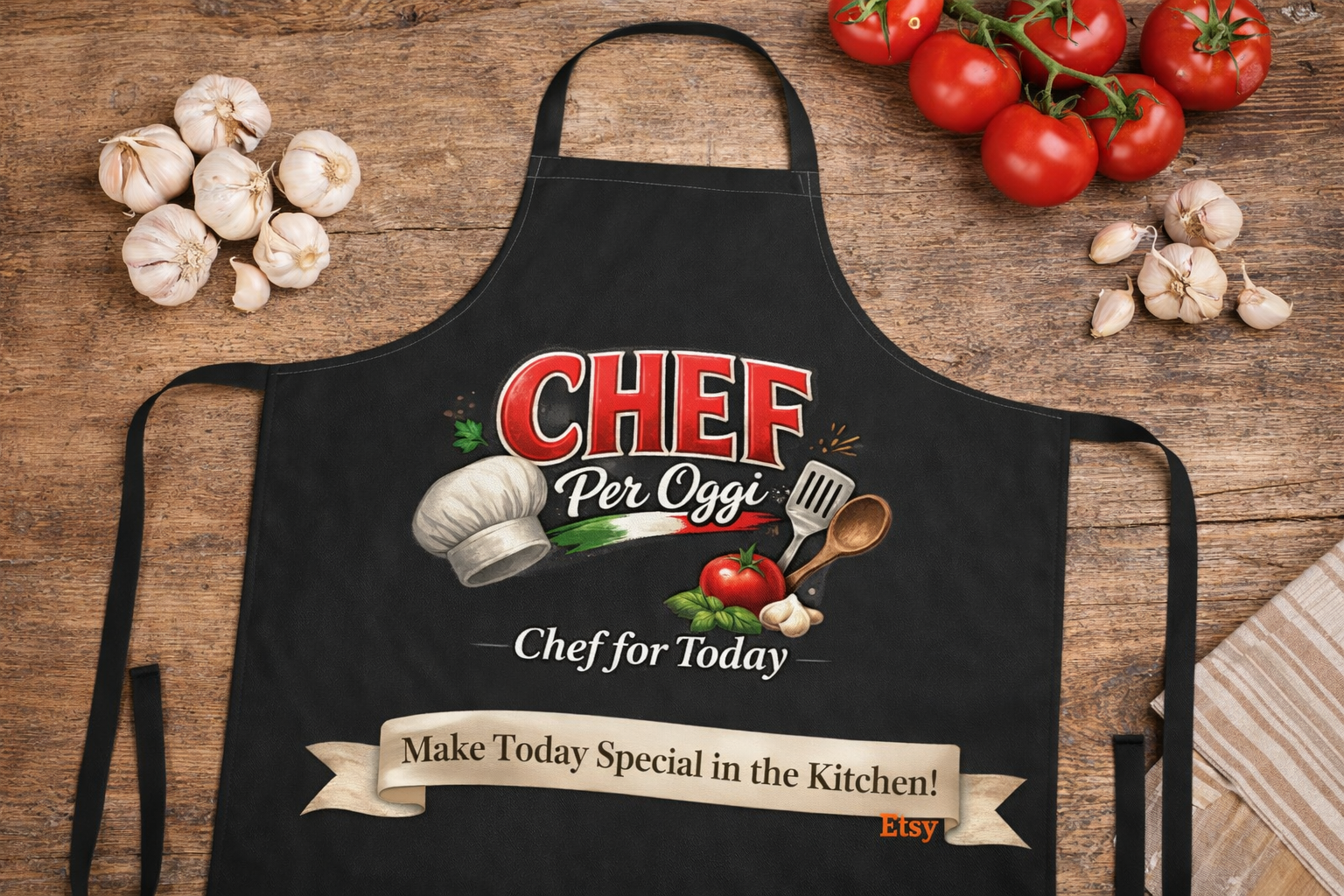 Italian Chef Per Oggi Apron Chef for Today Kitchen Apron Gift for Home Chef Italian Cooking Gift