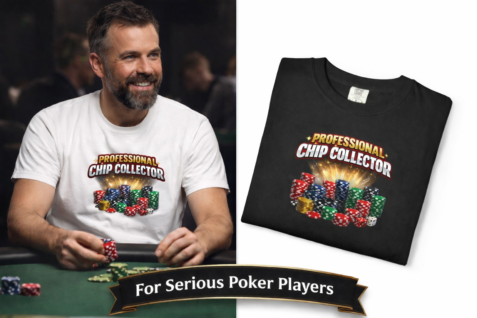 Professional Chip Collector Shirt Funny Poker Player T-Shirt Casino Night Tee Card Player Gift 7 colors 100% cotton