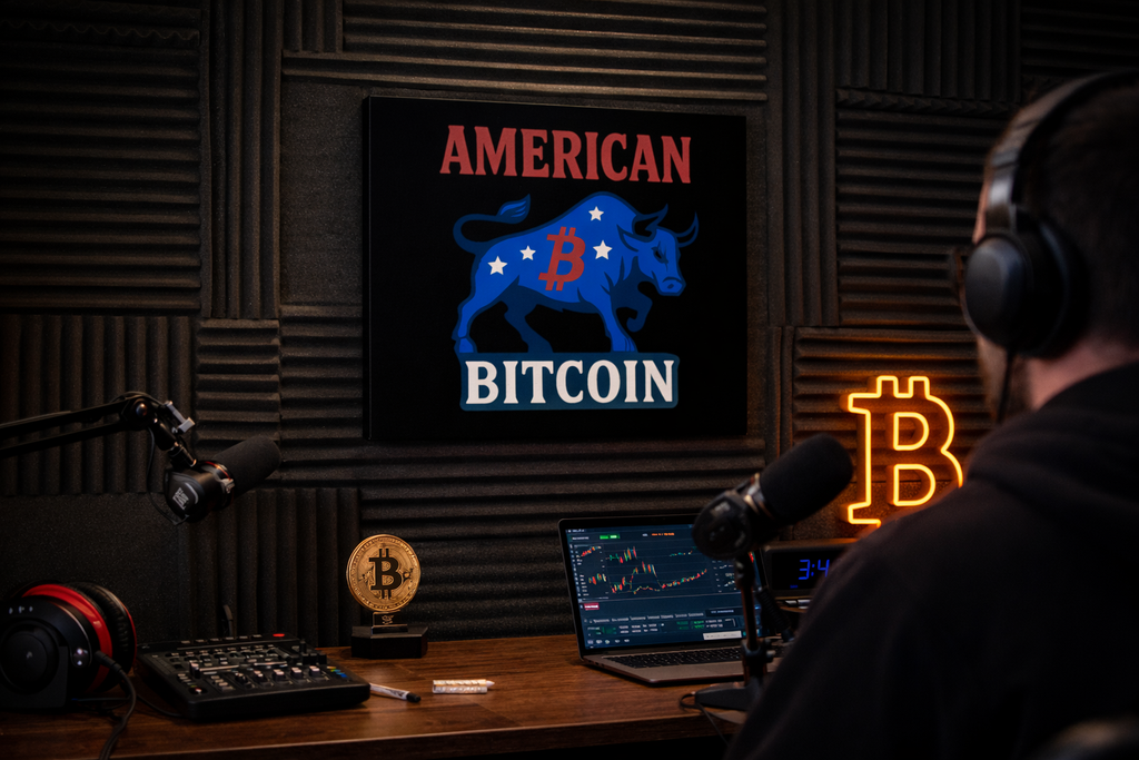 American Bitcoin Bull Canvas Wall Art Crypto Podcaster Studio Decor Patriotic Bitcoin Artwork 2 sizes