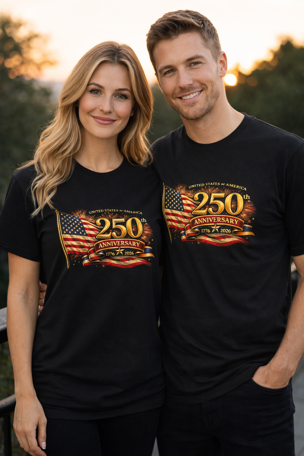 USA 250th Anniversary Shirt 1776-2026 Patriotic American Flag Tee Matching Couple 4th of July Tee America Gift 8 colors 100% cotton