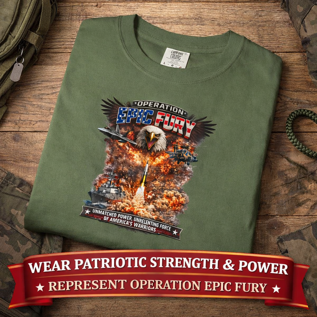Operation Epic Fury Patriotic T-Shirt Unmatched Power Unrelenting Force of America's Warriors 7 colors 100% cotton