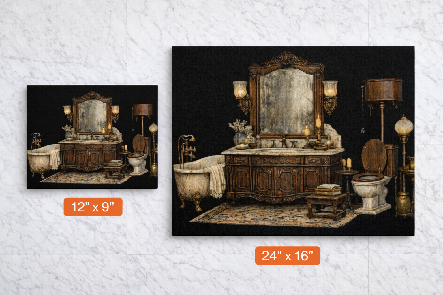 Antique Bathroom Canvas Art Vintage Clawfoot Tub Wall Art Rustic Bathroom Decor Farmhouse Bath Wall Canvas Available in 2 Sizes
