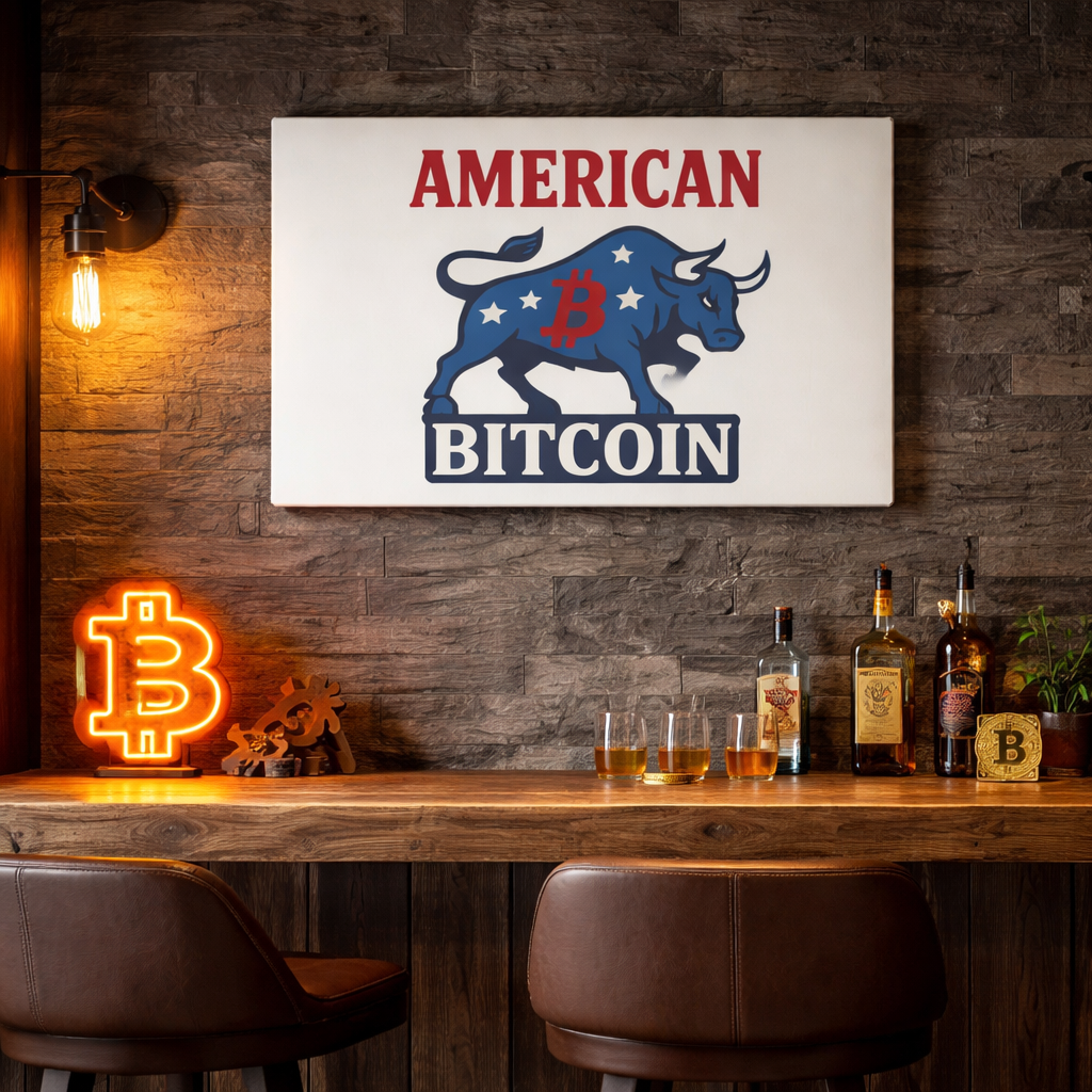 American Bitcoin Bull Canvas Print Power, Patriotism & Crypto Pride