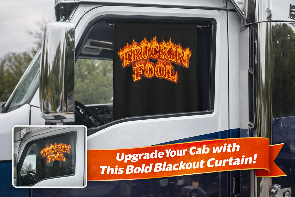Truckin Fool Fire Blackout Curtain Truck Driver Decor Flame Text Window Panel Man Cave Garage Curtain 50" × 84"