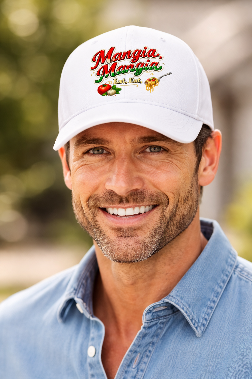 Mangia Mangia, Eat Eat Hat Italian Food Baseball Cap Funny Italian Gift Pasta Lover Foodie Hat 7 colors 100% cotton
