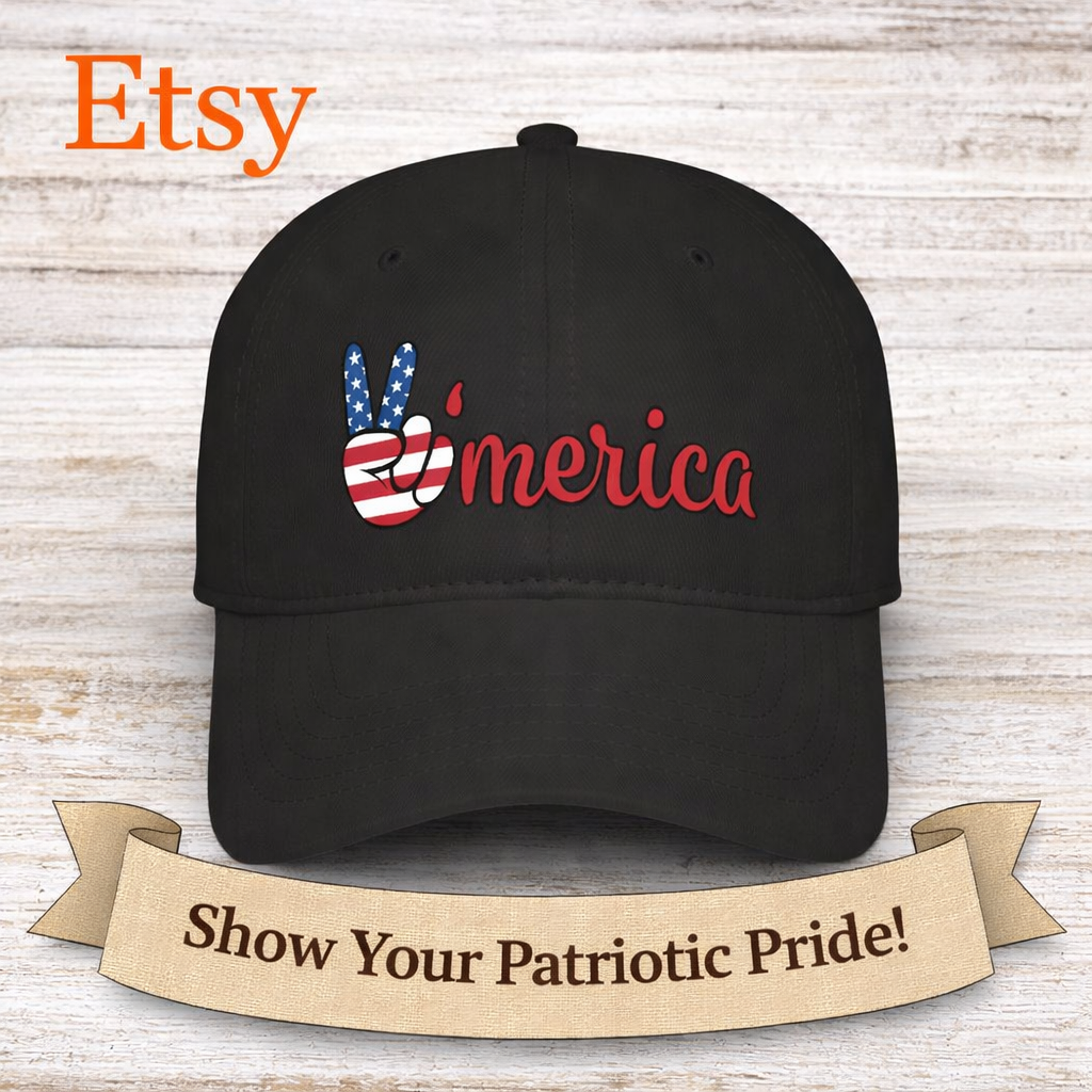 America Hat Patriotic Peace Sign Cap USA Flag Hat Fourth of July Cap Patriotic Gift USA Pride Hat 6 colors