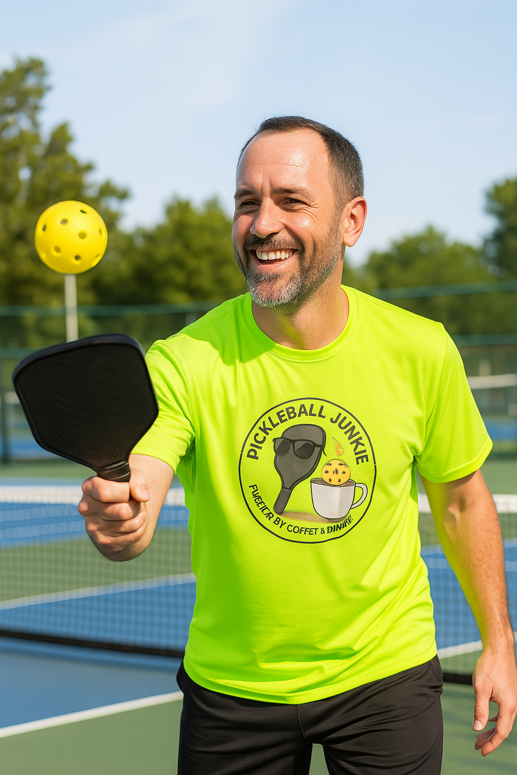 Pickleball Junkie Fueled by Coffee & Dinks T-shirt Tee 7 colors 100% polyester
