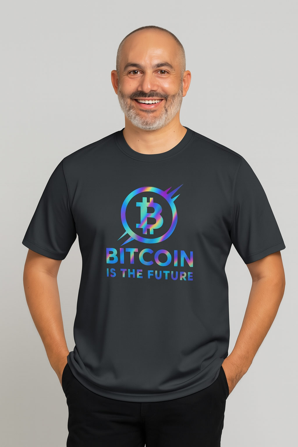Holographic Bitcoin is the Future T-Shirt Step into the Next Era of Money with this bold tee 4 colors 100% polyester