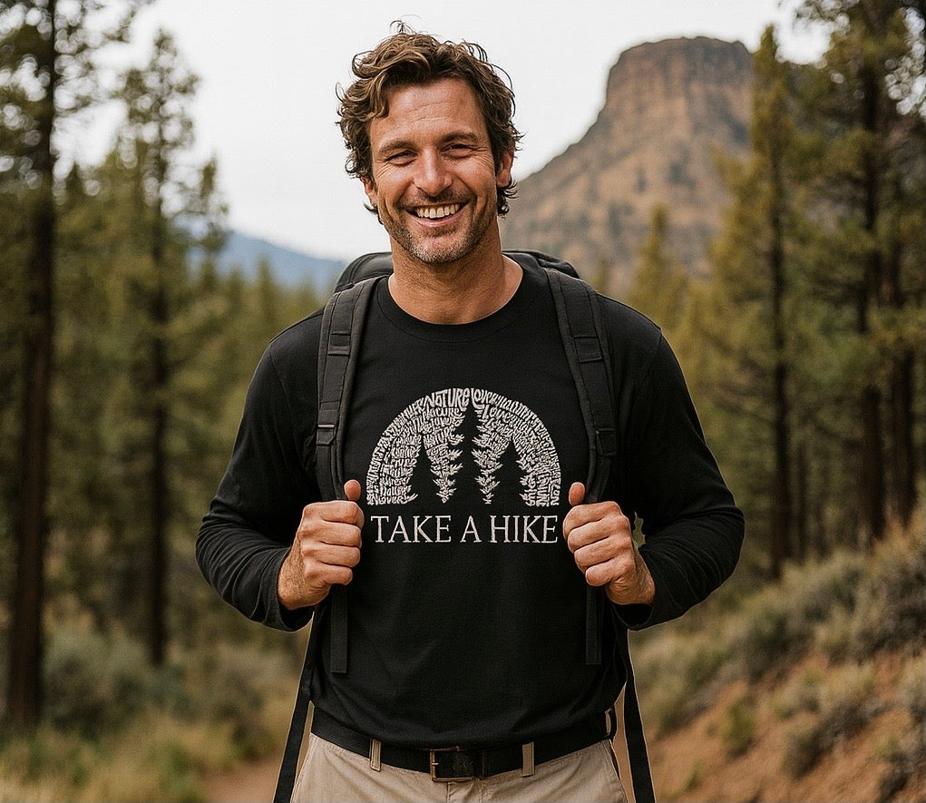 Take a Hike Shirt Nature Lover Hiking Tee Adventure Outdoors Long Sleeve Camper & Hiker Gift 4 colors 100% cotton