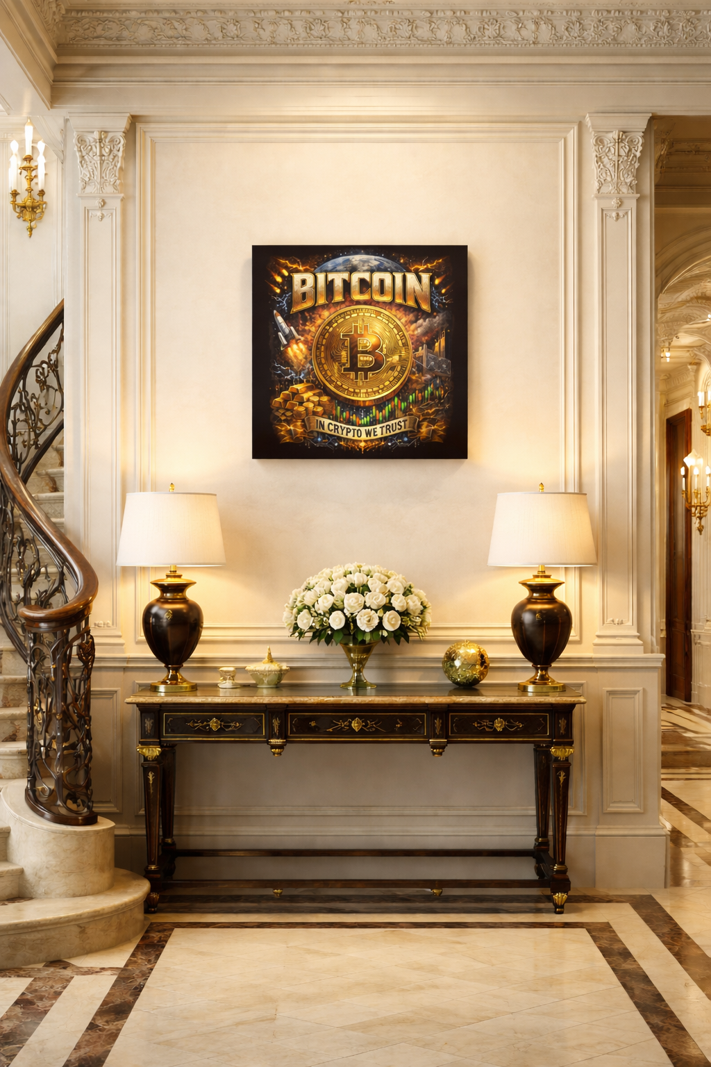 Bitcoin In Crypto we Trust Artwork Premium Canvas 12 x 9