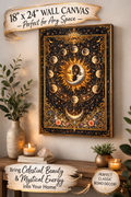 Sats and Stripes Celestial Moon Phase Canvas Wall Art Sun Moon Wall Decor Boho Celestial Canvas 18 x 24