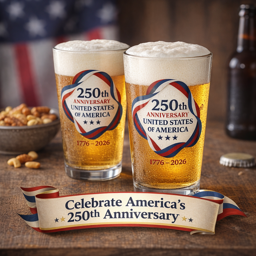 250th Anniversary USA Pint Glass America 1776-2026 Patriotic Beer Glass Semiquincentennial Gift 16oz Pint Glass
