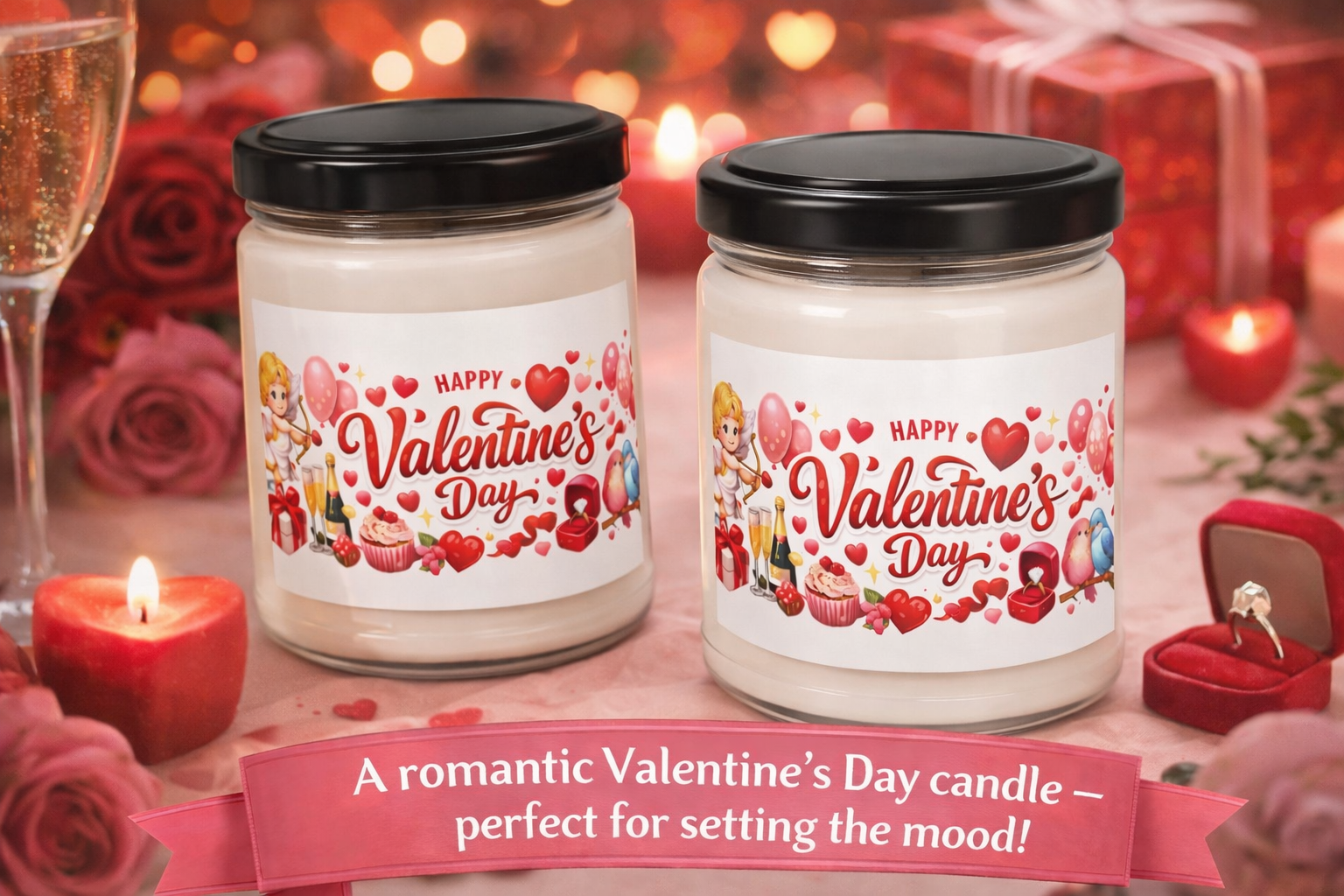 Valentine's Day Candle Romantic Gift for Her or Him Love Decor Cozy Valentine Gift Scented Soy Candle 9oz