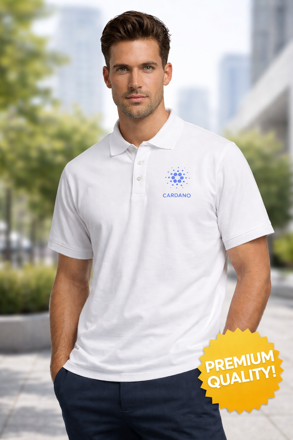 Cardano Polo Shirt for Men Crypto Logo Golf Polo Blockchain ADA Shirt Gift for Crypto Fans 5 colors 100% cotton