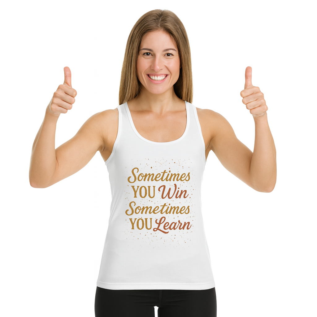 Sometimes You Win Sometimes You Learn Women's Inspirational Rib Tank Top Motivational Quote Shirt 2 colors 100% cotton
