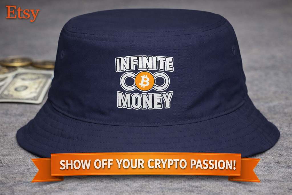 Infinite Money Bitcoin Bucket Hat Crypto BTC Streetwear Hat Hat for Bitcoin Fans & Traders 7 colors 100% cotton