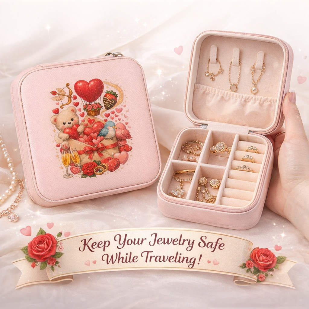 Travel Jewelry Box Compact Jewelry Organizer Gift for Girlfriend, Wife, Mom Valentines Day Gift Bridesmaid or Mothers Day Gift
