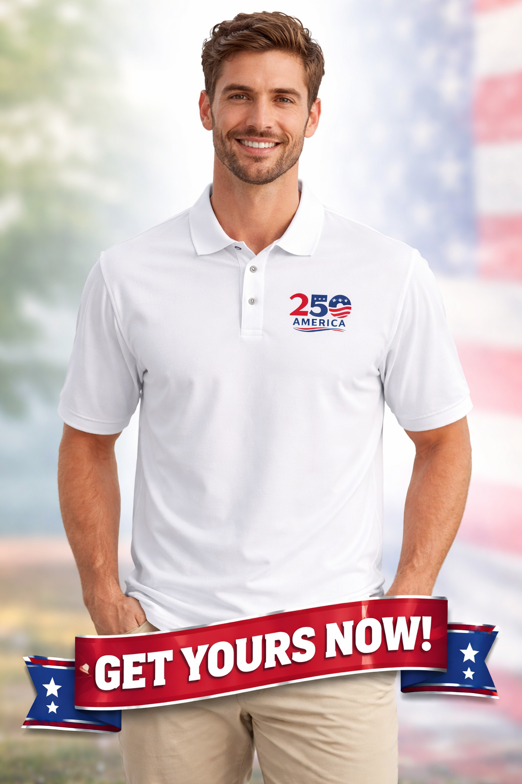 America 250 Polo Shirt Patriotic USA 1776-2026 Celebration Shirt Independence Anniversary Gift for Men 2 colors 100% cotton