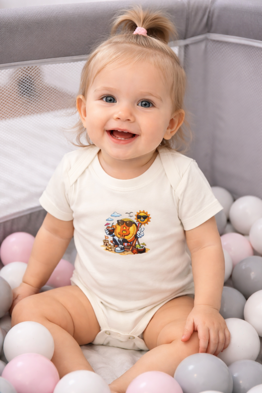 Cute Bitcoin Baby Onesie Crypto Baby Bodysuit Bitcoin Beach Baby Outfit Funny Crypto Infant Gift 6 colors 100% cotton