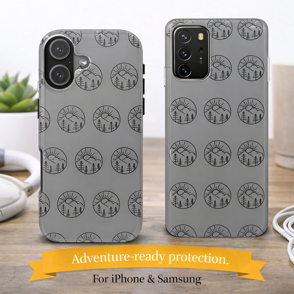 Mountain Sunset Tough Phone Case Nature iPhone Samsung Case Glossy Protective Cover Adventure Phone Case