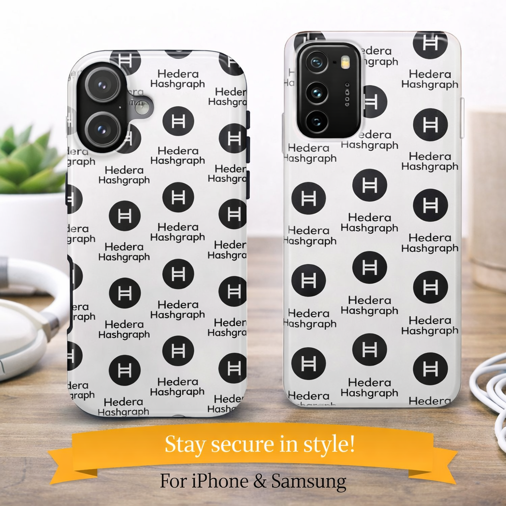 Hedera Hashgraph Tough Phone Case HBAR iPhone Samsung Case Glossy Crypto Phone Cover Impact Resistant Case