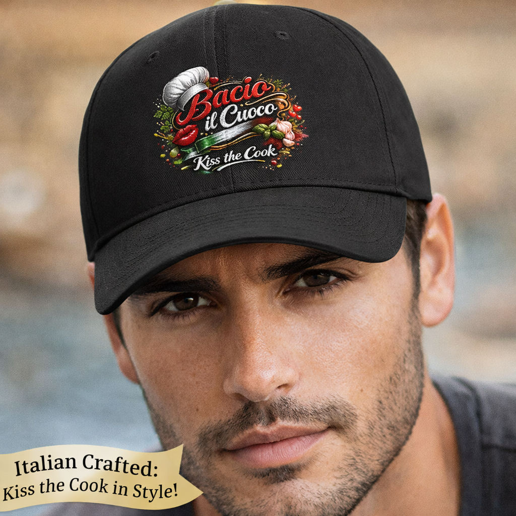 Bacio il Cuoco Hat Kiss the Cook Cap Italian Chef Hat Funny Italian Dad Hat Gift for Cook 3 colors 100% cotton