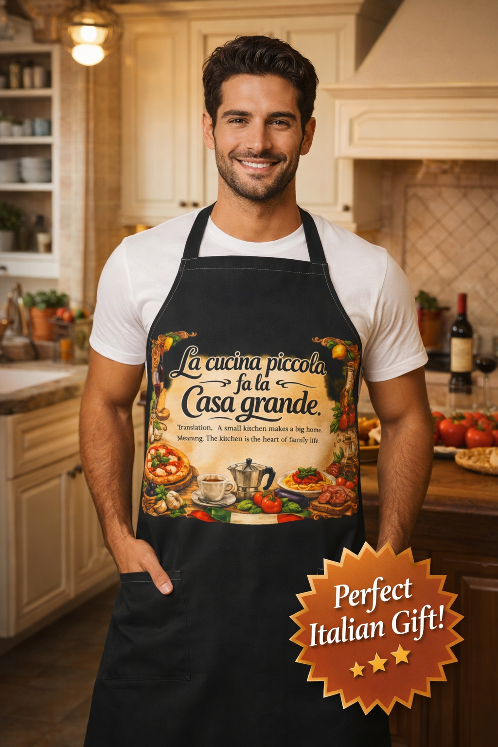 Italian Kitchen Apron "La Cucina Piccola Fa La Casa Grande" Italian Cooking Apron Nonna Kitchen Gift Italian Food Lover Apron