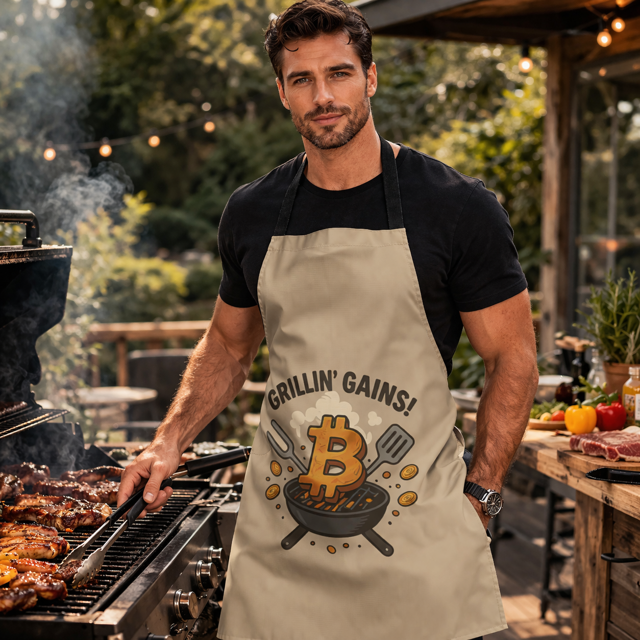 Grillin Gains Bitcoin Apron Fire up the Grill and your Crypto Spirit