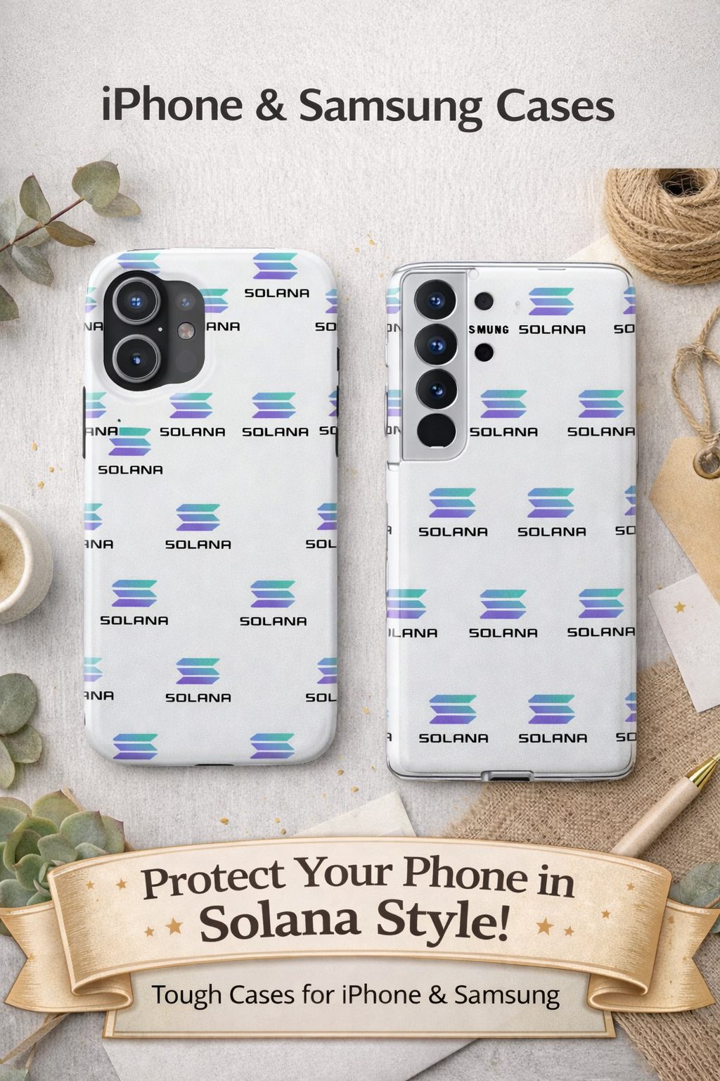 Solana Tough Phone Case Crypto Phone Case iPhone and Samsung Case Glossy Protective Cover SOL Phone Case