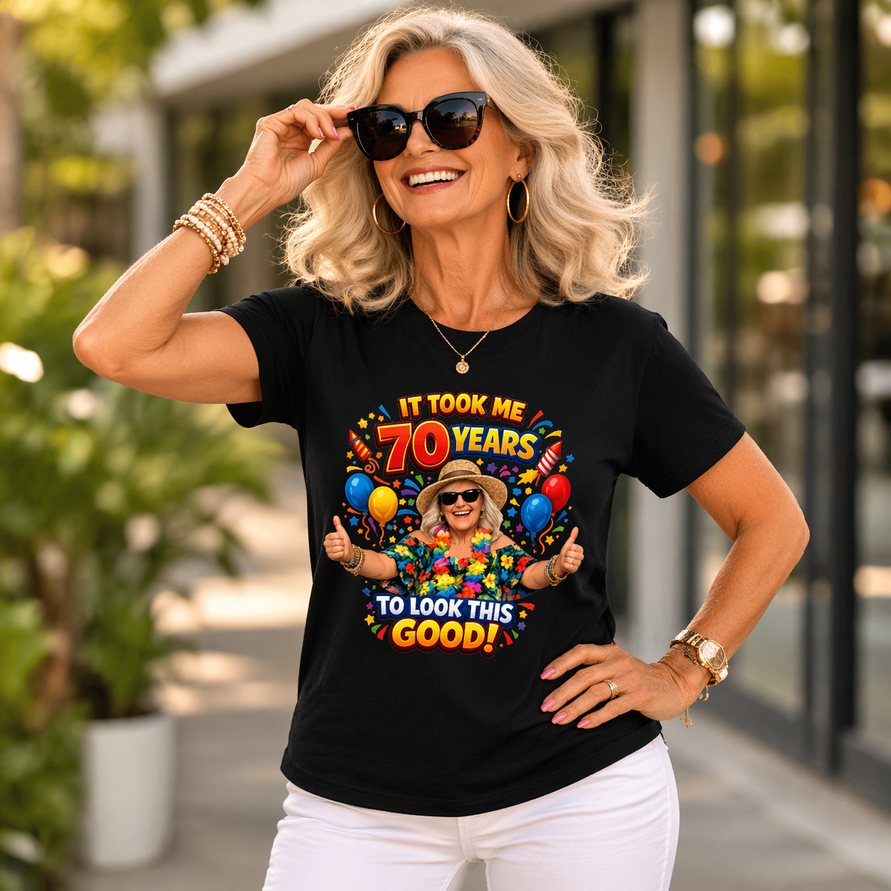 Funny 70th Birthday T Shirt for Women Stylish Senior Birthday Gift 3 colors cotton/polyester/spandex blend