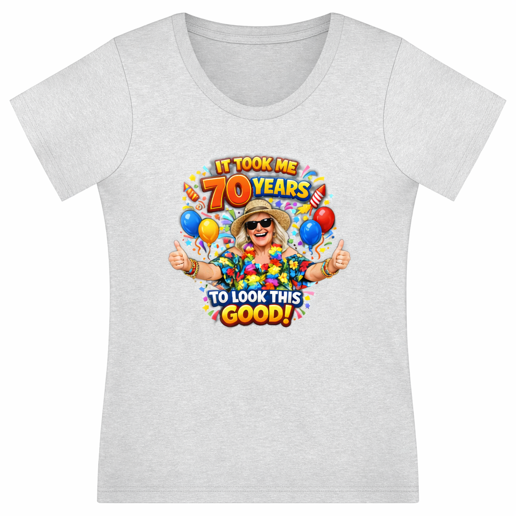 Funny 70th Birthday T Shirt for Women Stylish Senior Birthday Gift 3 colors cotton/polyester/spandex blend