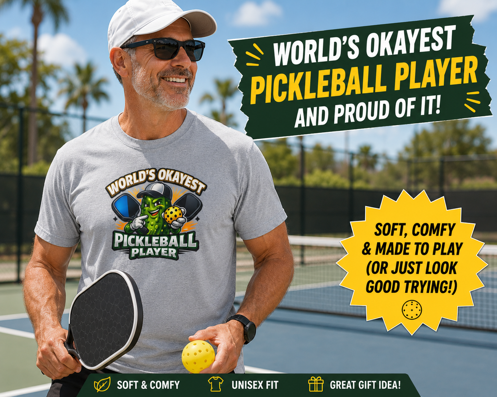 World’s Okayest Pickleball Player T-Shirt – Funny Pickleball Graphic Tee 5 colors 100% cotton