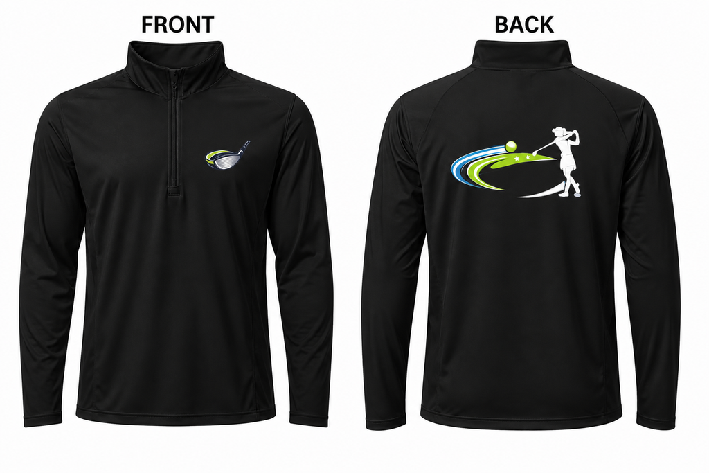 Women's Golf Lightweight Quarter-Zip Athletic Pullover Moisture-Wicking Performance Jacket Black