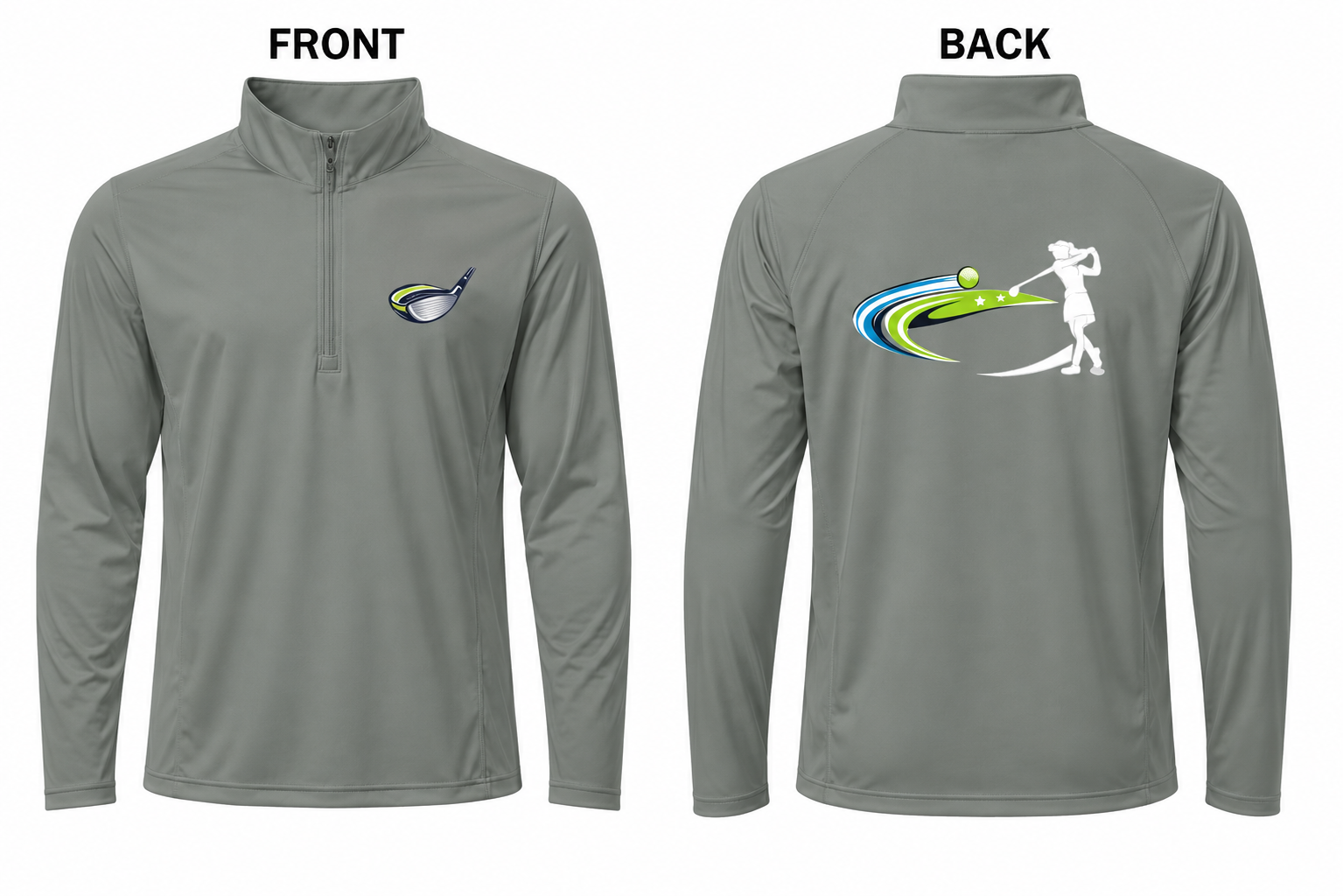 Women's Golf Lightweight Quarter-Zip Athletic Pullover Moisture-Wicking Performance Jacket Light Grey