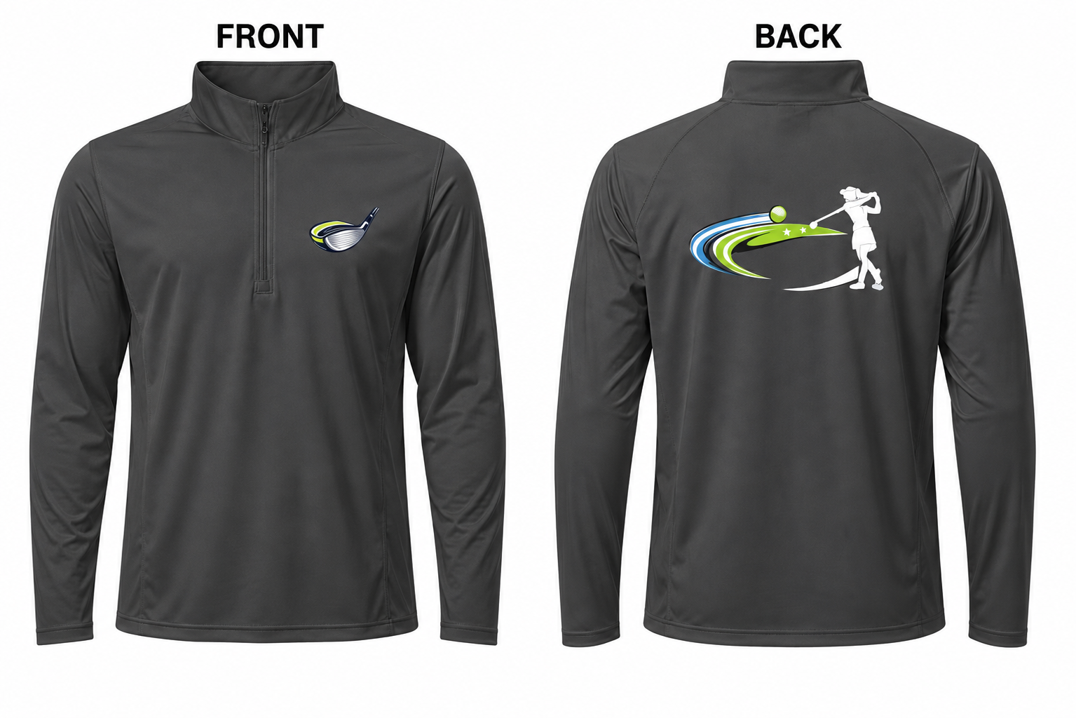 Women's Golf Lightweight Quarter-Zip Athletic Pullover Moisture-Wicking Performance Jacket Dark Grey