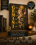 SatsandStripes.com Gemini Zodiac Canvas Wall Art – 9" x 12" Twin Astrology Décor, Celestial Birthday Gift