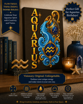 SatsandStripes.com Aquarius Zodiac Canvas Wall Art – 9" x 12" Water Bearer Astrology Décor & Birthday Gift