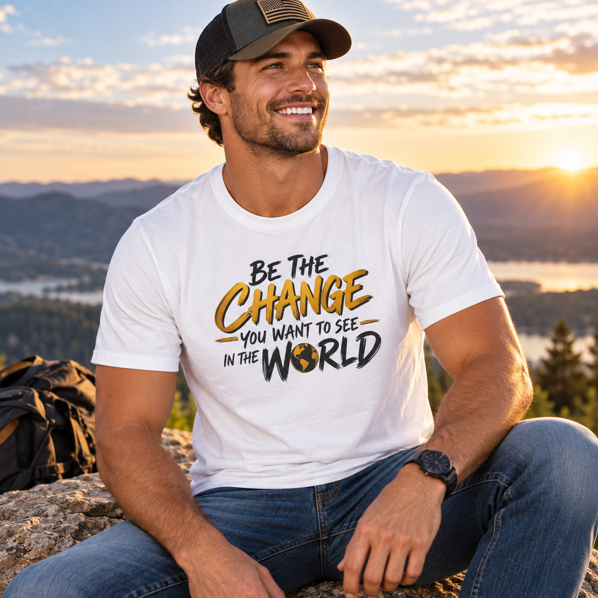Satsandtripes.com Be the Change T-Shirt – Inspirational World Change Graphic Tee 5 colors - 100% cotton