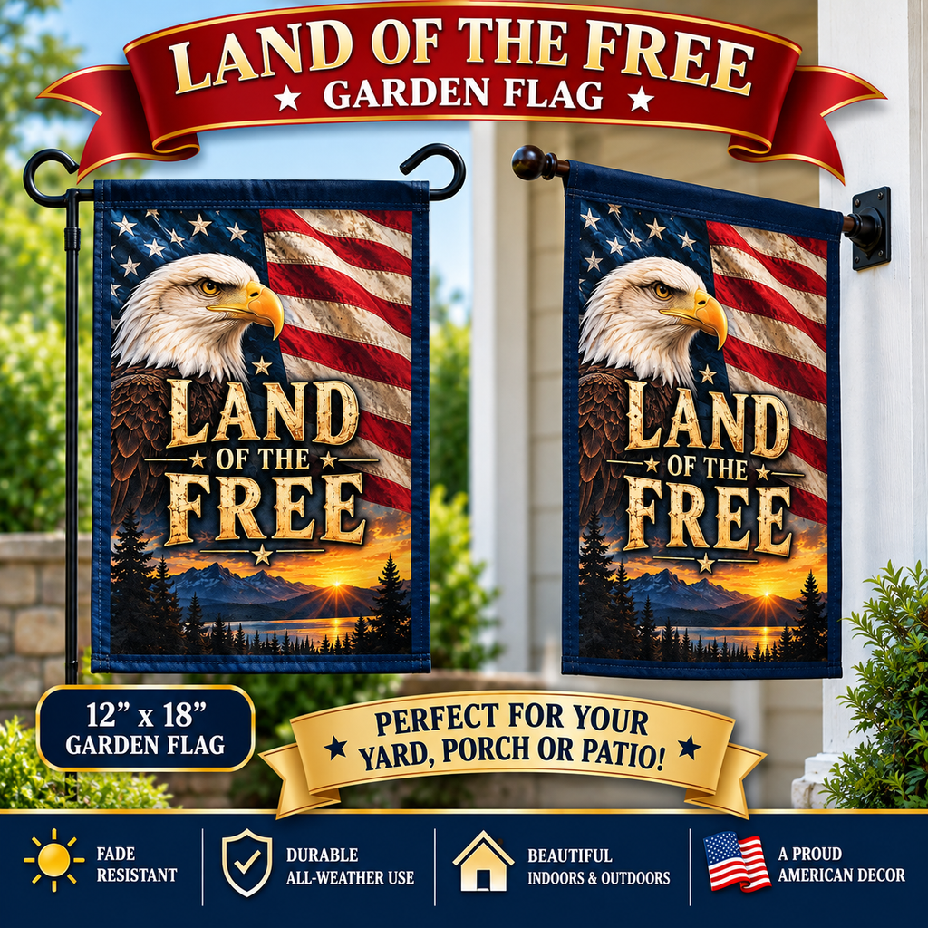 SatsandStripes.com Land of the Free Patriotic 12" x 18" Garden Flag – Bald Eagle & American Flag  Yard Decor