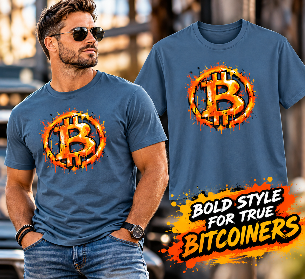 SatsandStripes.com Bitcoin Graffiti Spray Paint Softstyle® T-Shirt  Bold BTC Street Art Graphic Tee 6 colors 100% cotton