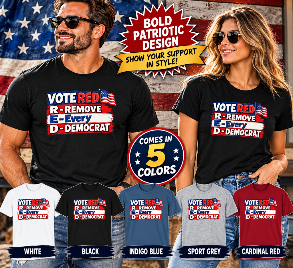 SatsandStripes.com Vote Red R.E.D. Political Graphic Softstyle® T-Shirt – Patriotic Red White & Blue Statement Tee 5 colors - 100% cotton