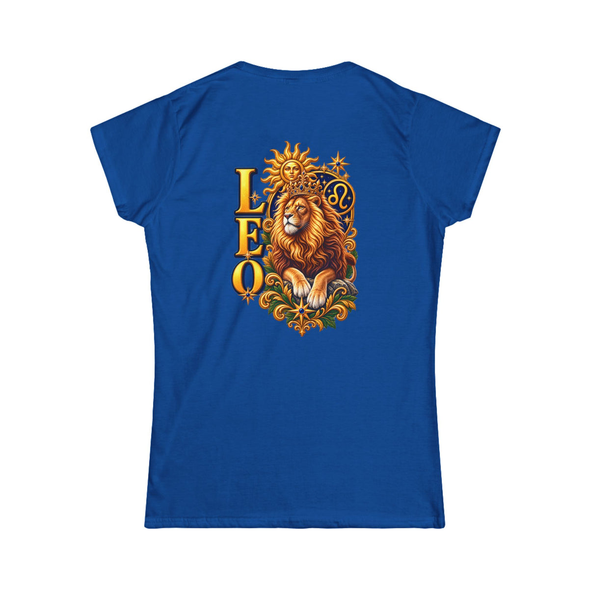 SatsandStripes.com Women’s Leo Zodiac SoftStyle T-Shirt – Bold Lion Astrology Tee for Confident Leo Women Royal Blue
