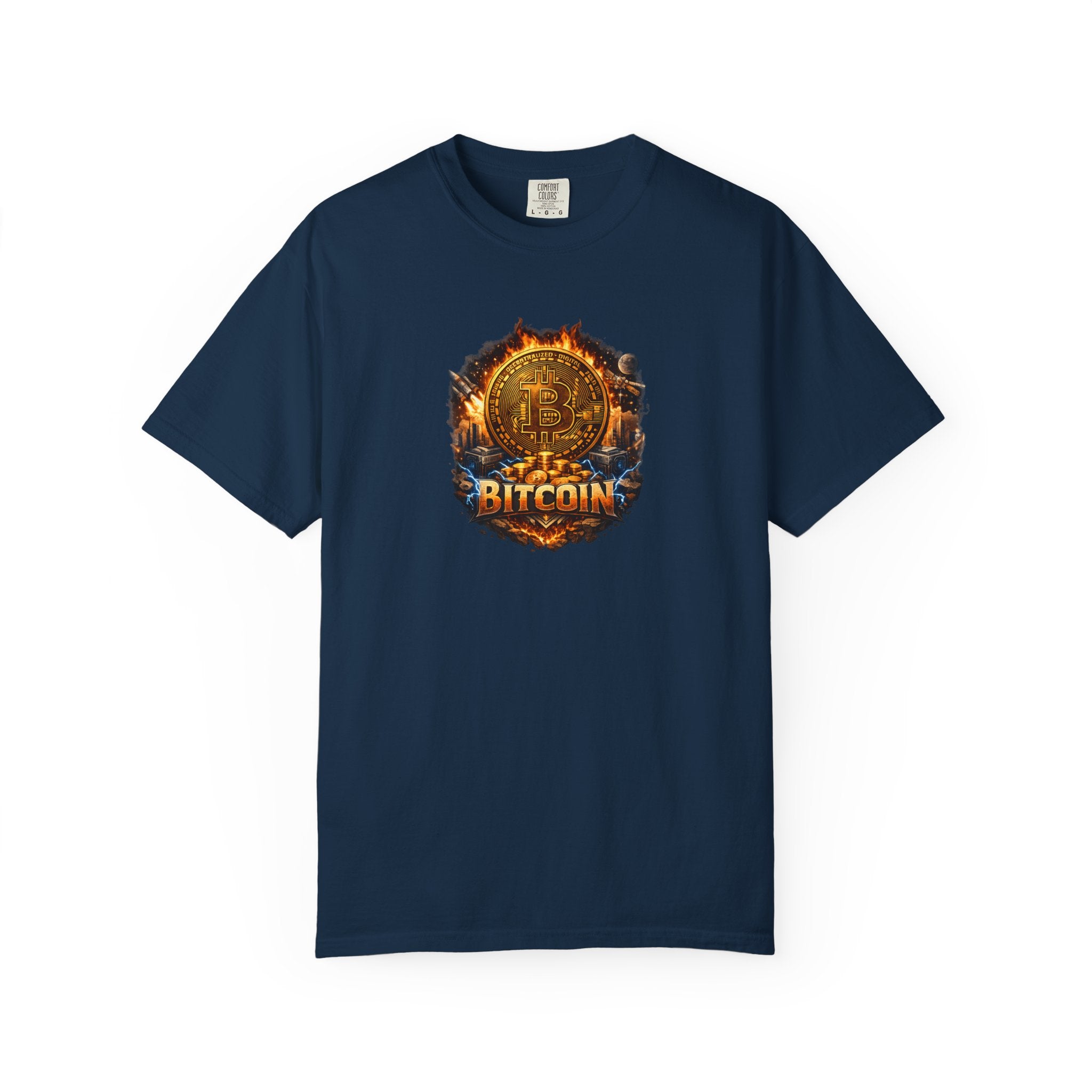 Bitcoin Flame Logo T-shirt Crypto Graphic Tee Digital Currency Design 12 colors 100% cotton