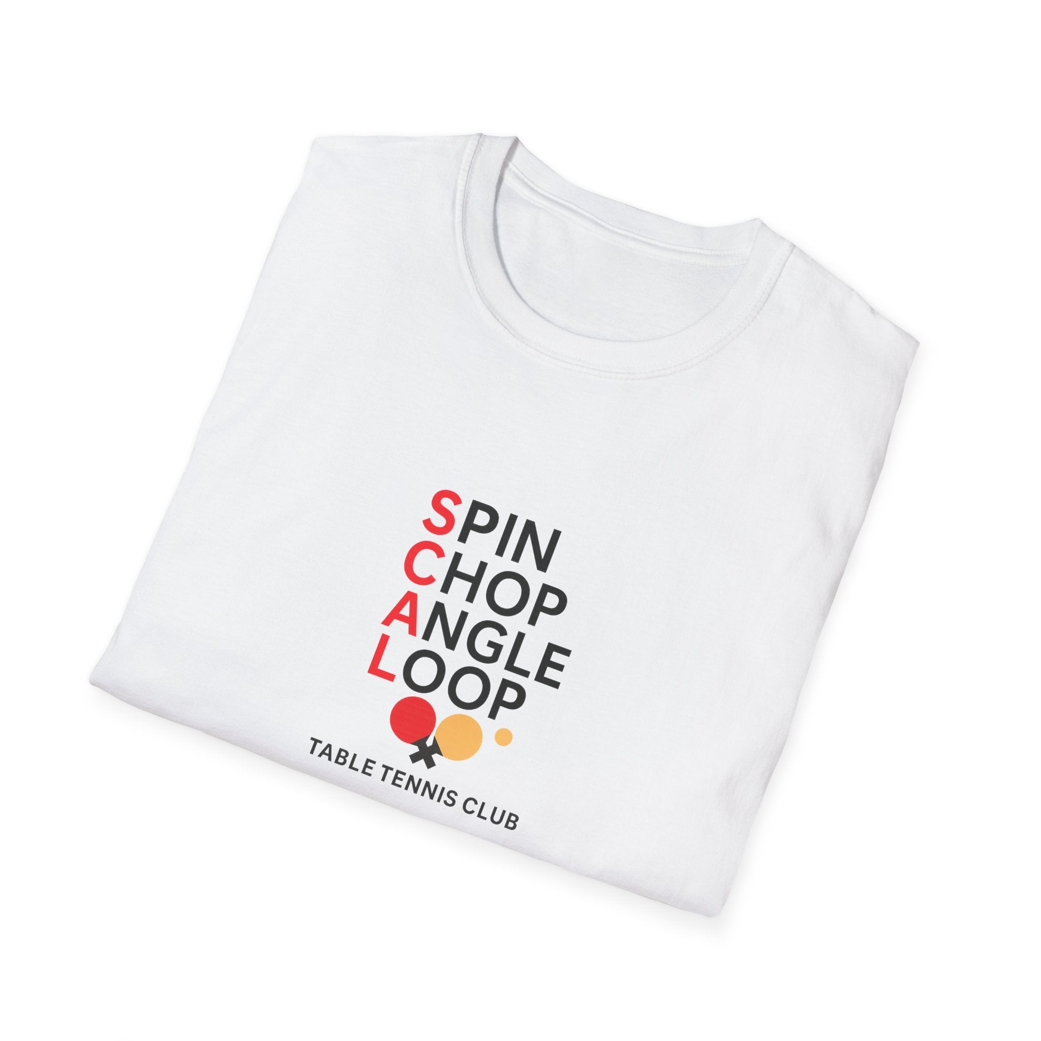 Table Tennis Club Shirt Spin, Chop, Angle, Loop Ping Pong Tee for Players & Fans 4 colors 100% cotton