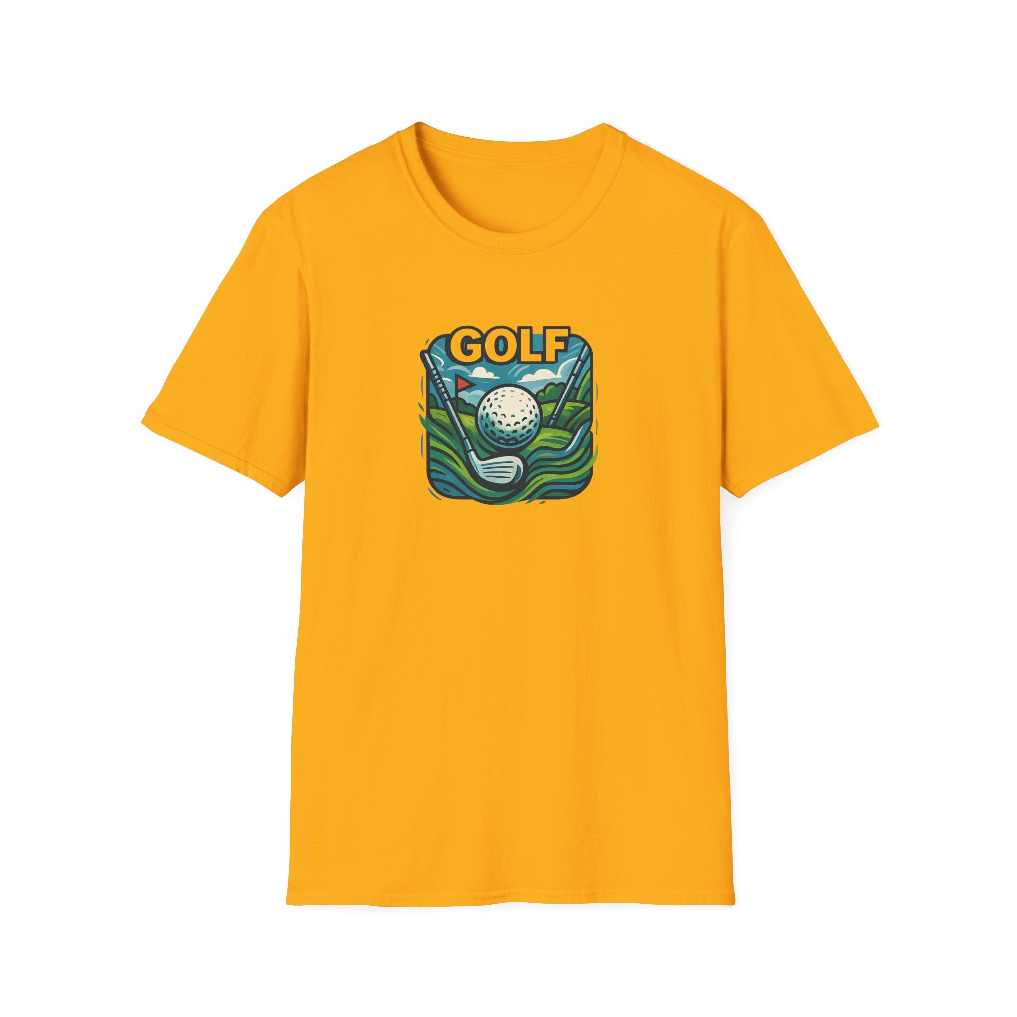 Retro Graphic Golf Tee with Club and Ball Design Perfect Gift for Golf Enthusiasts 4 colors 100% cotton