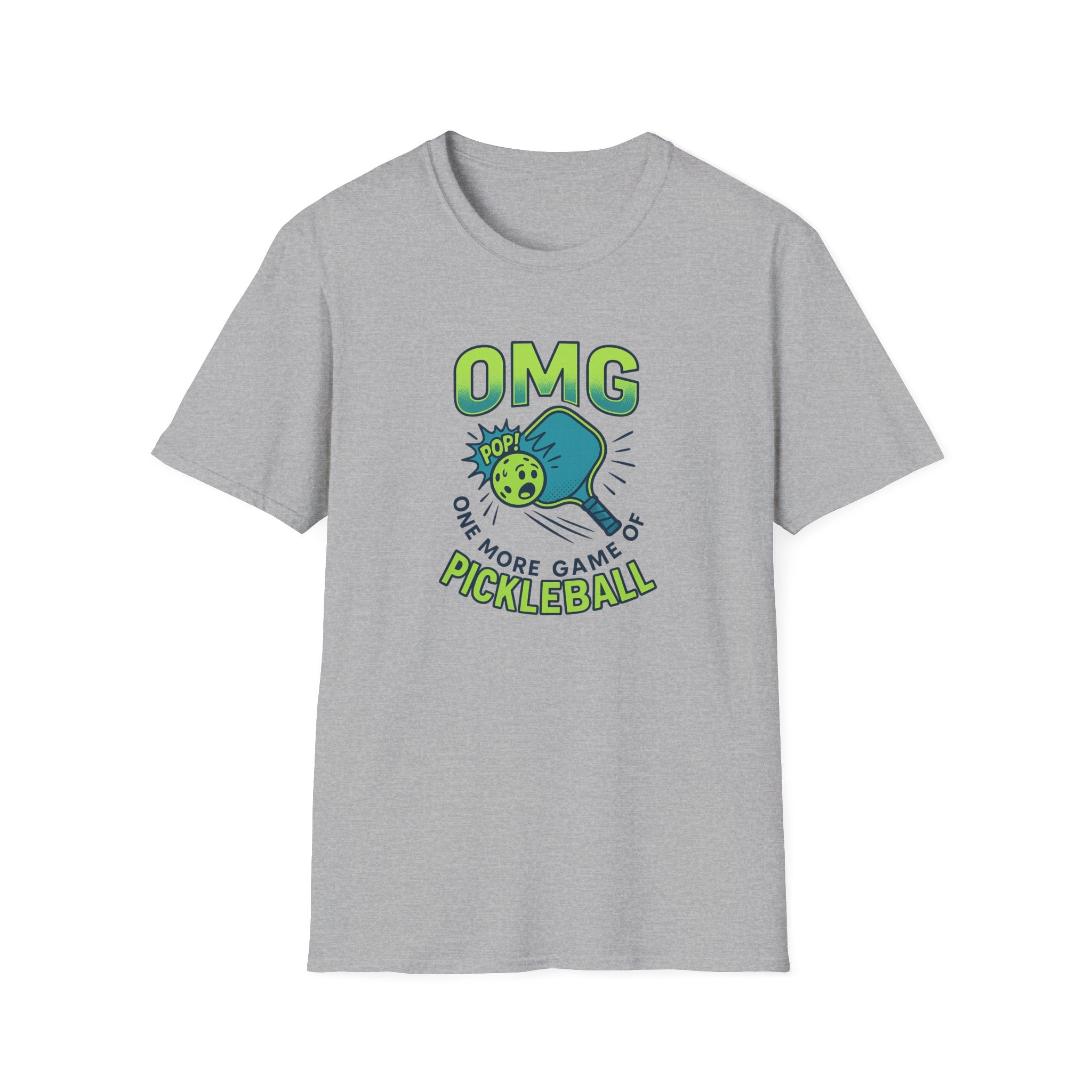 Sats and Stripes OMG One More Game of Pickleball Tee T-Shirt Grey