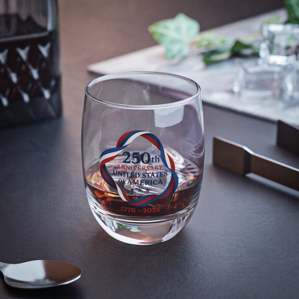 250th Anniversary USA Whiskey Glass Patriotic 1776-2026 Commemorative Rocks Glass America 250 Gift