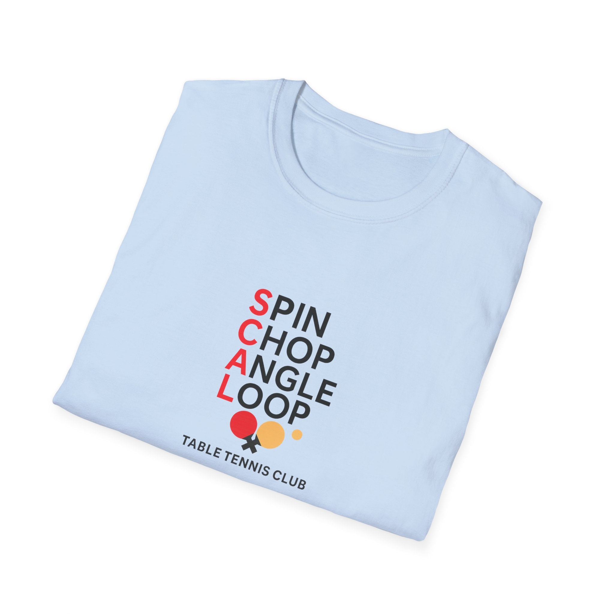 Table Tennis Club Shirt Spin, Chop, Angle, Loop Ping Pong Tee for Players & Fans 4 colors 100% cotton