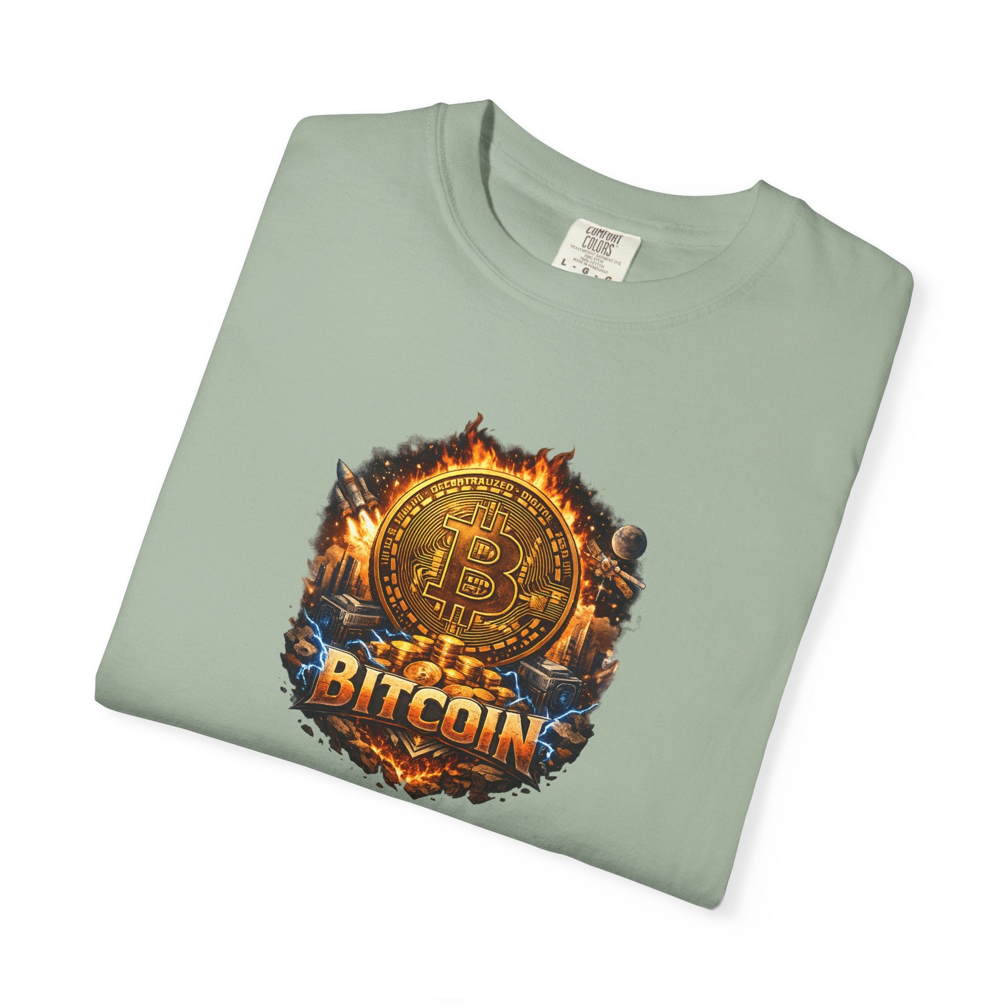 Bitcoin Flame Logo T-shirt Crypto Graphic Tee Digital Currency Design 12 colors 100% cotton