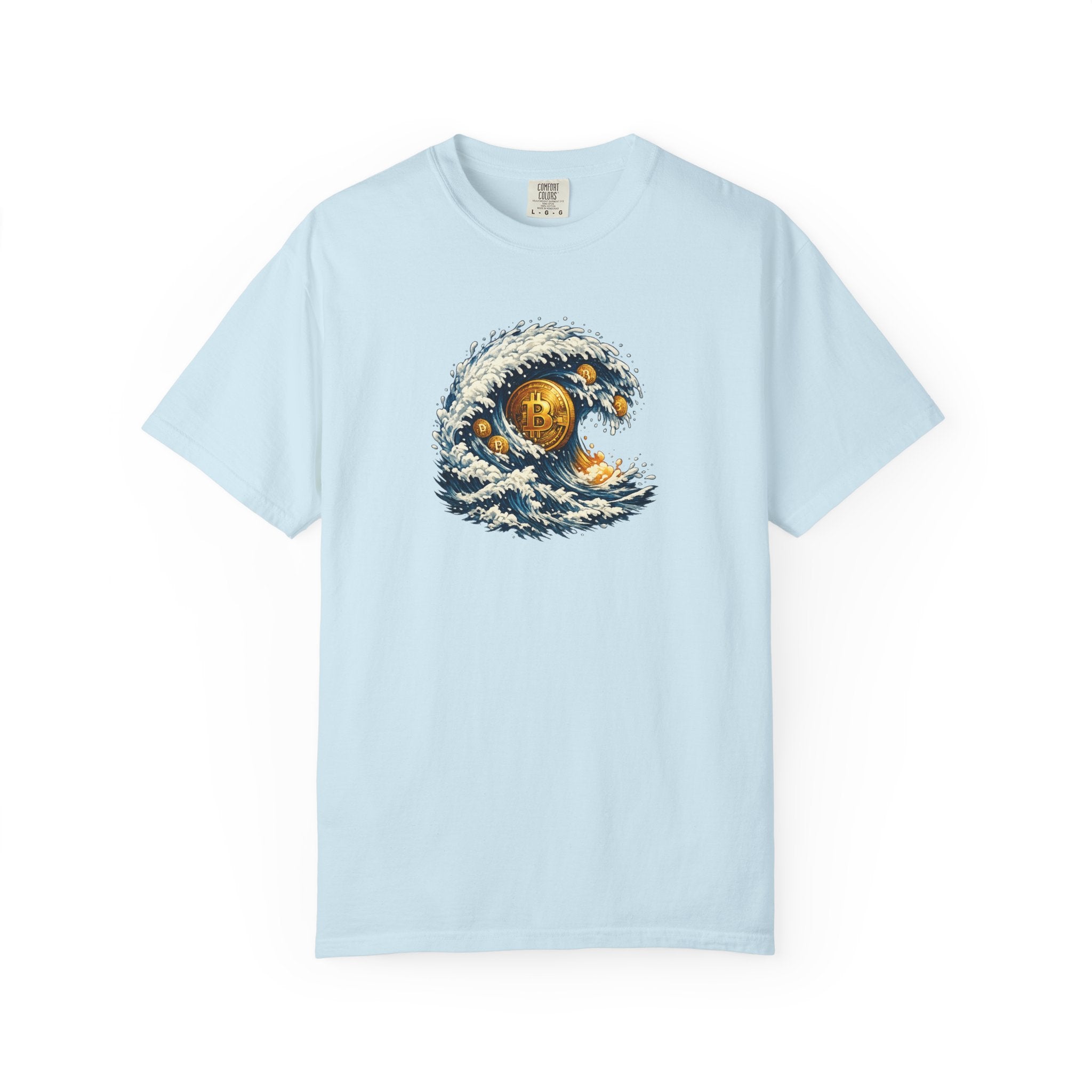 Bitcoin Tidal Wave T-Shirt Futuristic Crypto Graphic Tee Bitcoin Art Shirt Crypto Gift 12 colors 100% cotton